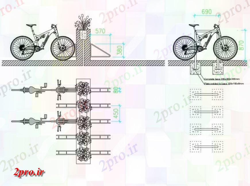 دانلود نقشه بلوک وسایل نقلیه دوچرخه دندانه دار کردن طرح (کد147009)