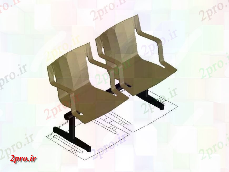 دانلود نقشه میز و صندلی کافه مبلمان صندلی مدل  تریدی طرحی 2 نفره (کد147019)