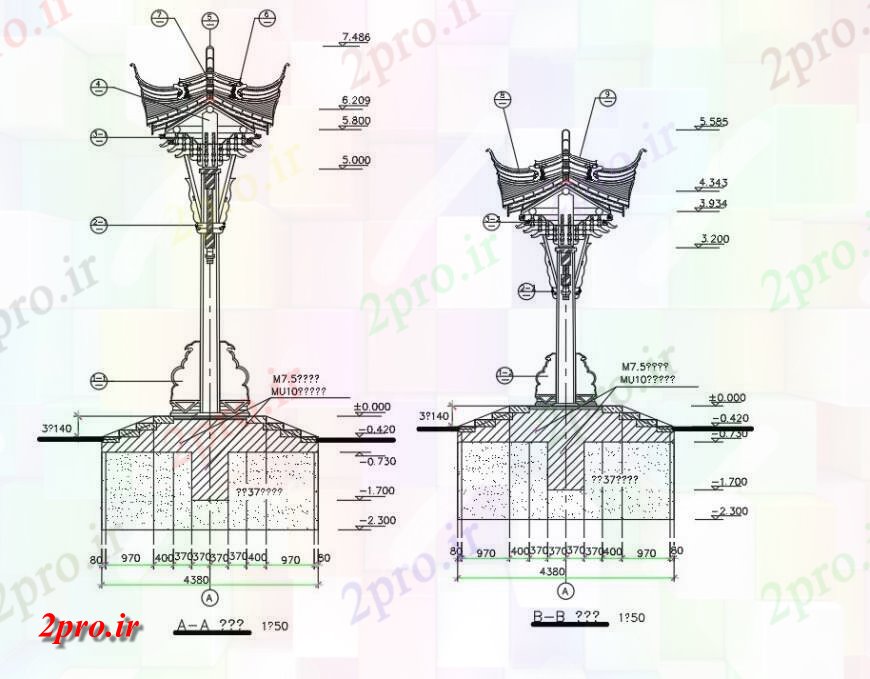 دانلود نقشه جزئیات ستون طراحی ستون ، قسمت های اتوکد (کد147034)