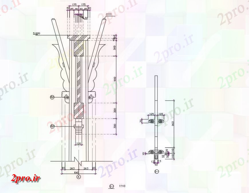 دانلود نقشه جزئیات ستون طراحی ستون و بخش جزئیات (کد147041)