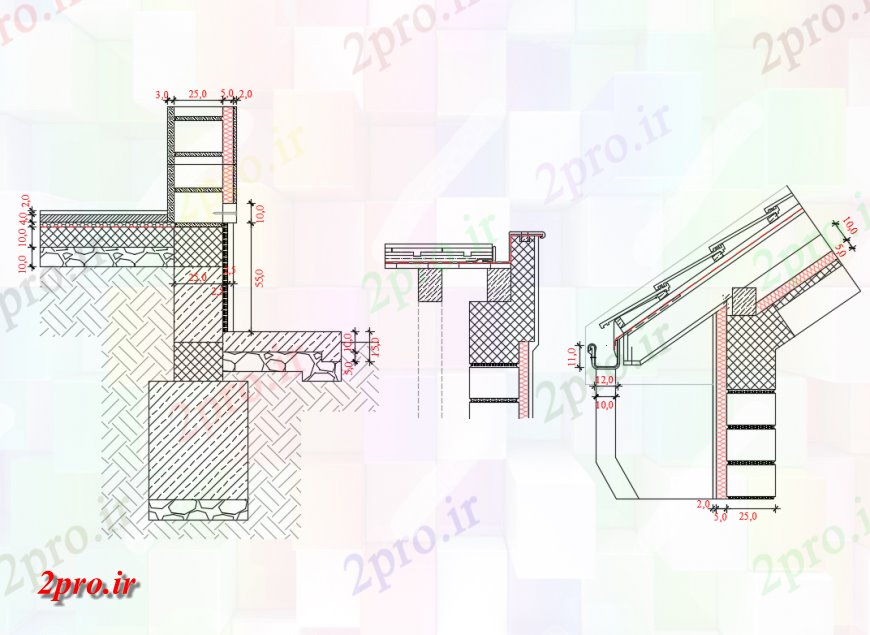 دانلود نقشه طراحی جزئیات تقویت کننده تقویت ساخت و ساز دیوار جزئیات ساخت (کد147070)