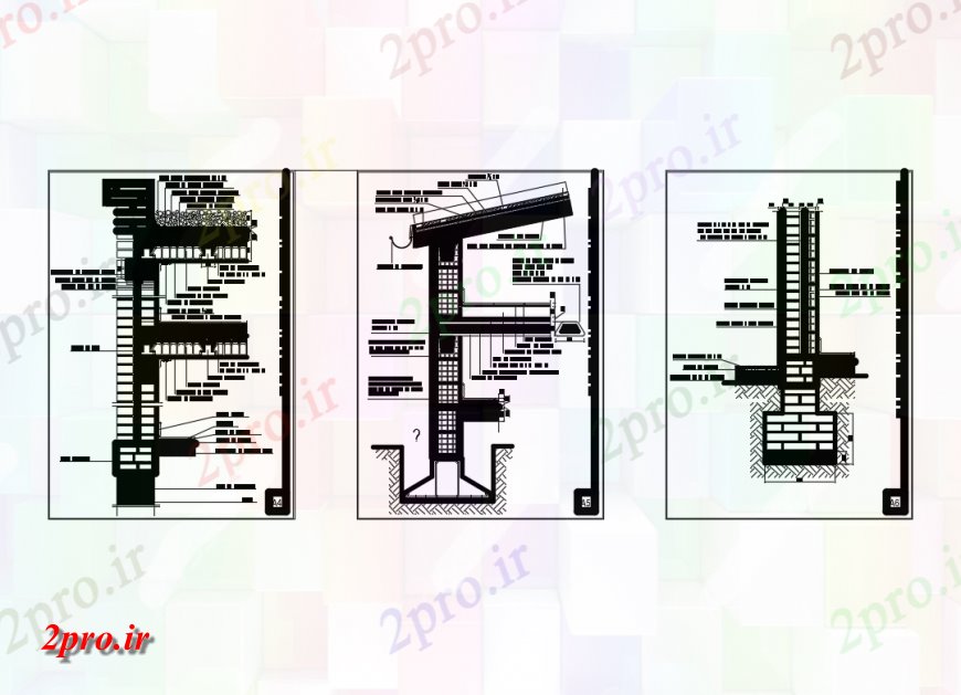 دانلود نقشه مسکونی  ، ویلایی ، آپارتمان  دو طبقه خانه ساخت جزئیات مقطعی سازنده با دیوارهای پرده  (کد147071)