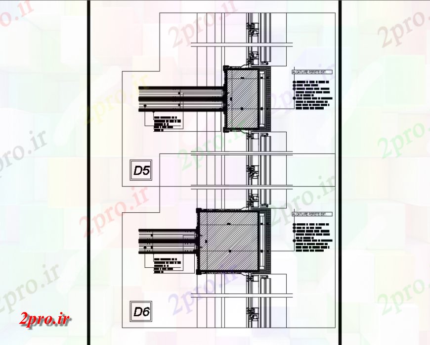 دانلود نقشه طراحی جزئیات ساختار نصب و راه اندازی پنجره با ساختار دیوار سازنده جزئیات (کد147077)