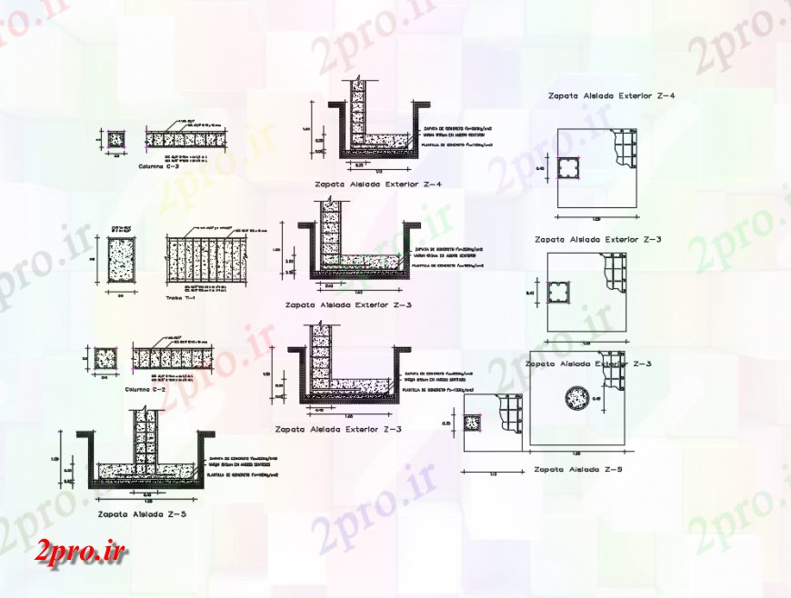 دانلود نقشه طراحی جزئیات ساختار ستون و پرتو بلوک ساختاری جزئیات  (کد147098)