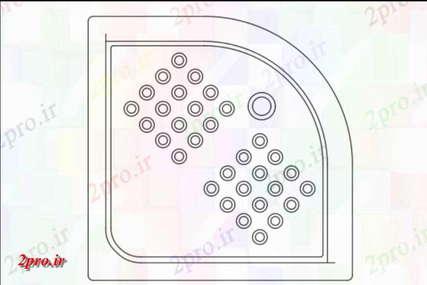 دانلود نقشه جزئیات لوله کشی گوشه سینی دوش طرحی نمای بالا (کد147116)