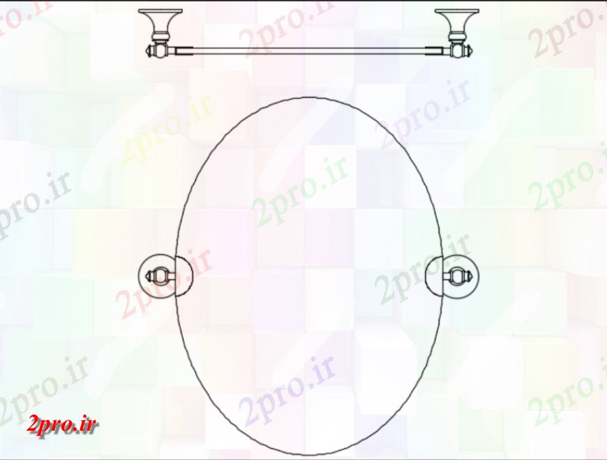 دانلود نقشه جزئیات لوله کشی حمام بیضی نما آینه (کد147132)