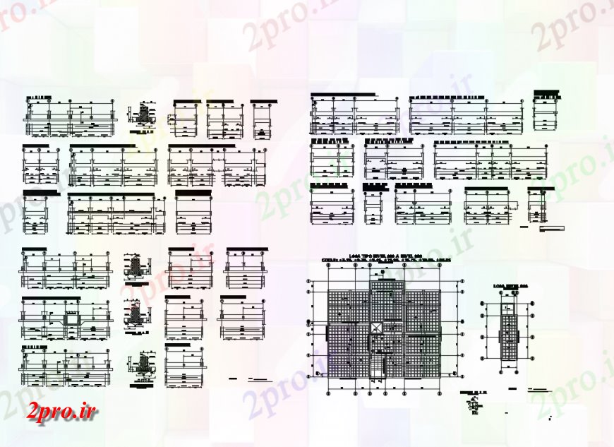 دانلود نقشه طراحی جزئیات ساختار جزئیات ساختار با طرحی پایه و اساس و ستون و پرتو ساخت و ساز ساختمان (کد147159)