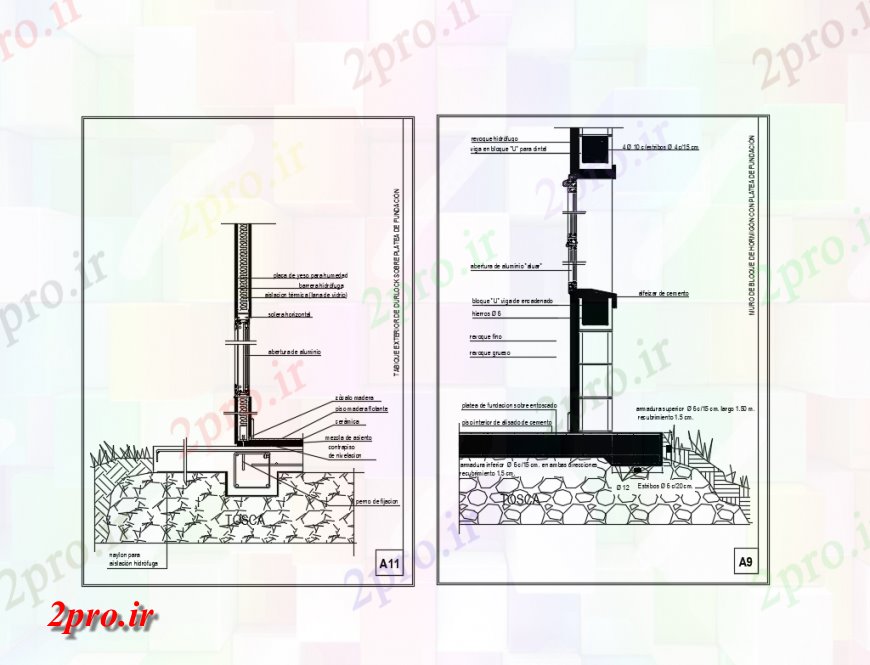 دانلود نقشه طراحی اتوکد پایه ساخت و ساز ساختمان با دیوارهای دو جداره و مبنایی برای جزئیات (کد147163)