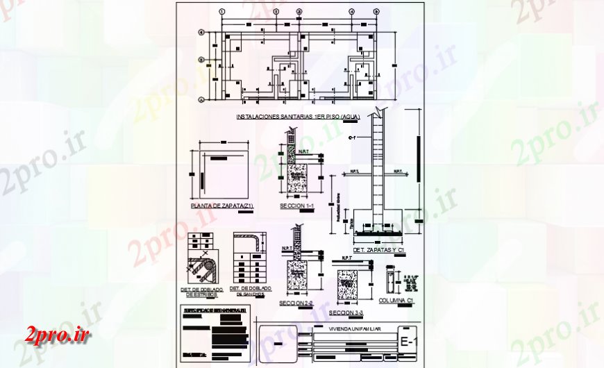 دانلود نقشه طراحی جزئیات ساختار ساخت و ساز سازه جزئیات طراحی 3 در 8 متر (کد147177)