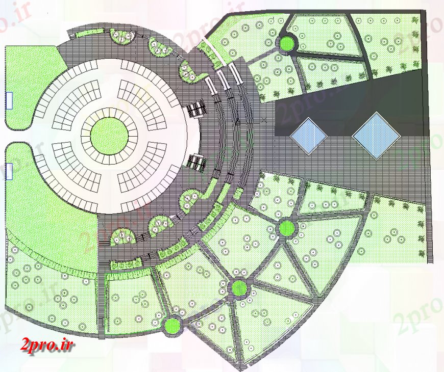 دانلود نقشه  طراحی پارک - محوطه - باغ   محوطه سازی از بازی زمین جزئیات  نما  (کد147195)