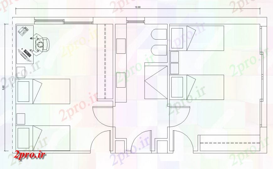 دانلود نقشه حمام مستر نما جزئیات اتاق خواب و طرحی  چیدمان (کد147253)