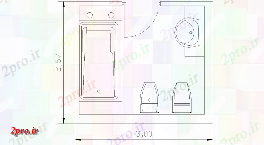 دانلود نقشه حمام مستر طرحی حمام با یک جزئیات (کد147262)