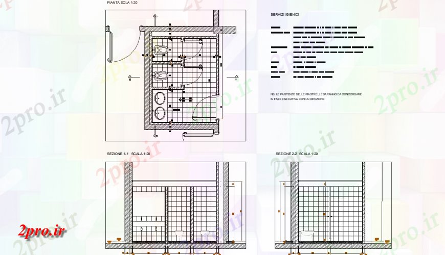 دانلود نقشه حمام مستر طرحی حمام عمومی با جزئیات (کد147266)