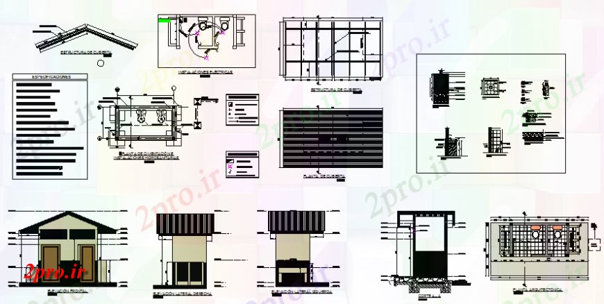 دانلود نقشه طراحی جزئیات ساختار بام جزئیات و نما توالت و طرحی  چیدمان (کد147287)