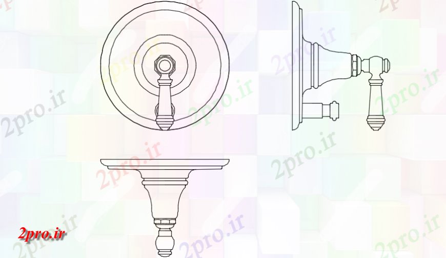 دانلود نقشه جزئیات لوله کشی سبک Tradtional طراحی حمام (کد147290)