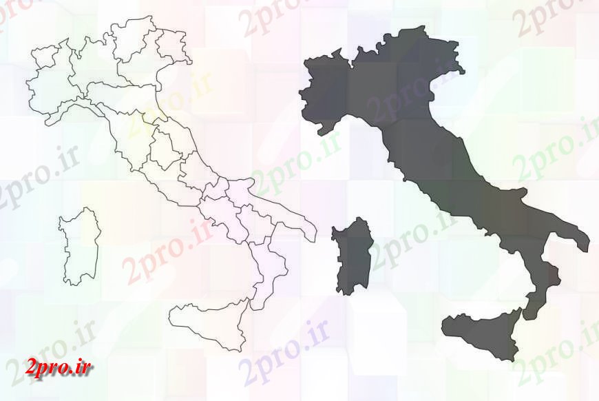 دانلود نقشه بلوک ، آرام ، نماد ایتالیا طرحی نقشه (کد147299)