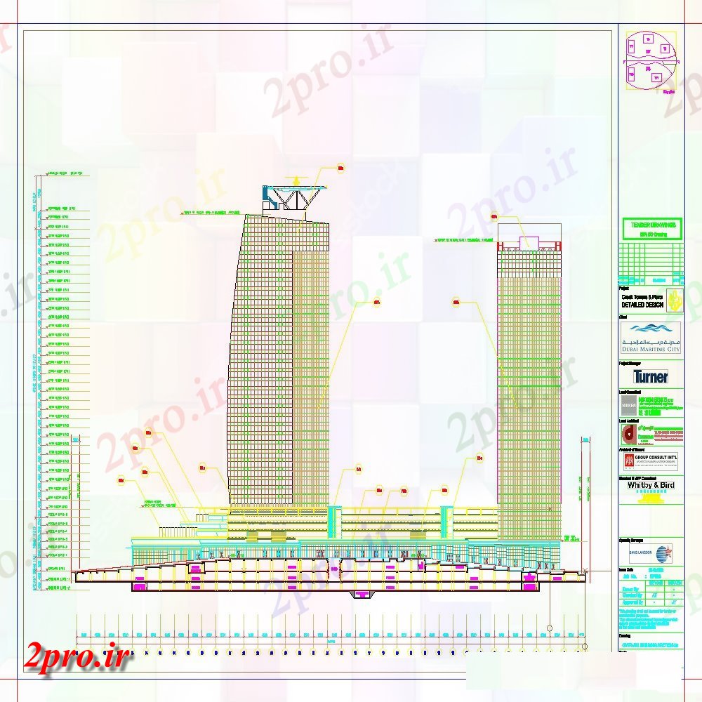دانلود نقشه ساختمان مرتفعبلند ساختمان طراحی نمای (کد147482)