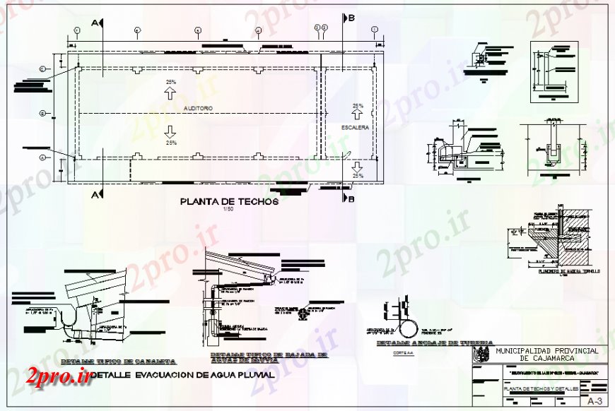 دانلود نقشه طراحی جزئیات ساختار جزئیات تخلیه آب از بام  طرحی سیستم (کد147548)