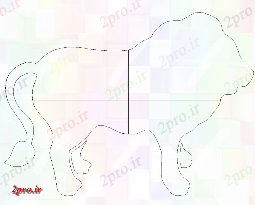 دانلود نقشه بلوک حیوانات شیر نما بلوک  جزئیات  (کد147654)