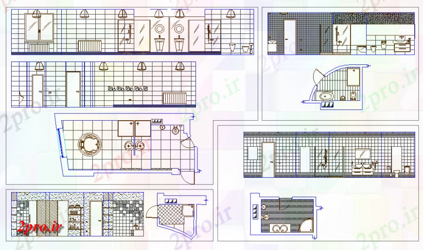 دانلود نقشه حمام مستر مدرن حمام طرحی اتاق و نما طراحی 4 در 8 متر (کد147708)