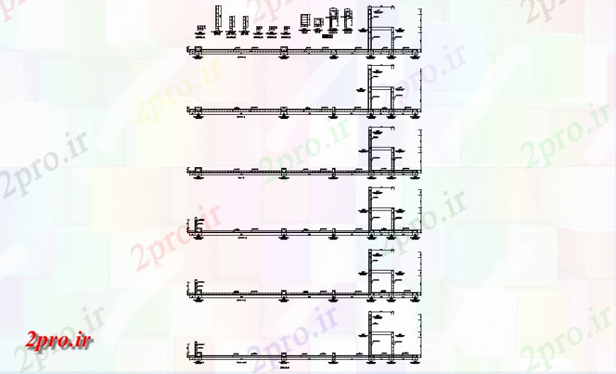 دانلود نقشه جزئیات پله و راه پله  بخش تیر   (کد147721)