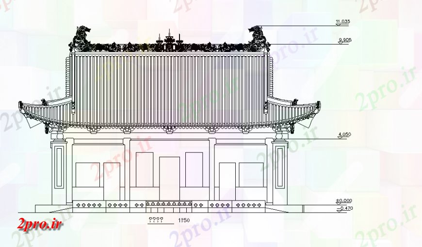 دانلود نقشه ساختمان اداری - تجاری - صنعتی نمای چینی معماری  طراحی (کد147753)