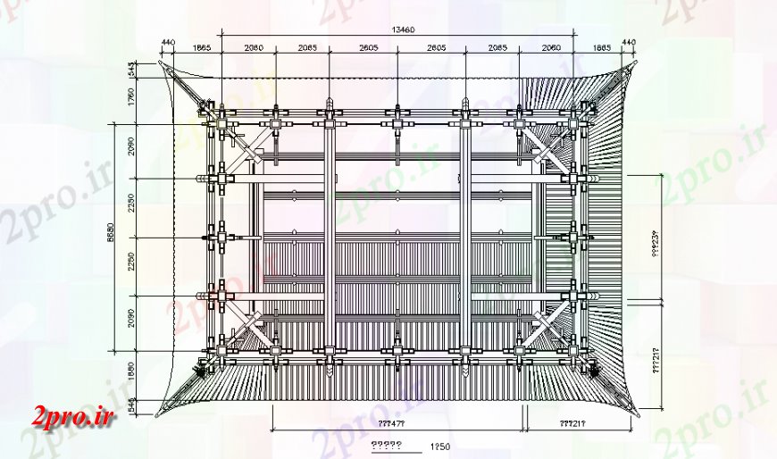 دانلود نقشه کلیسا - معبد - مکان مذهبی معبد دادگاه دیدگاه سقف بالا 9 در 14 متر (کد147755)