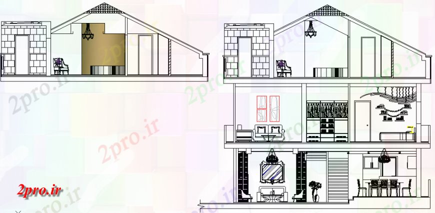 دانلود نقشه مسکونی  ، ویلایی ، آپارتمان  نما و بخش پرداخت مهمان  چیدمان (کد147772)