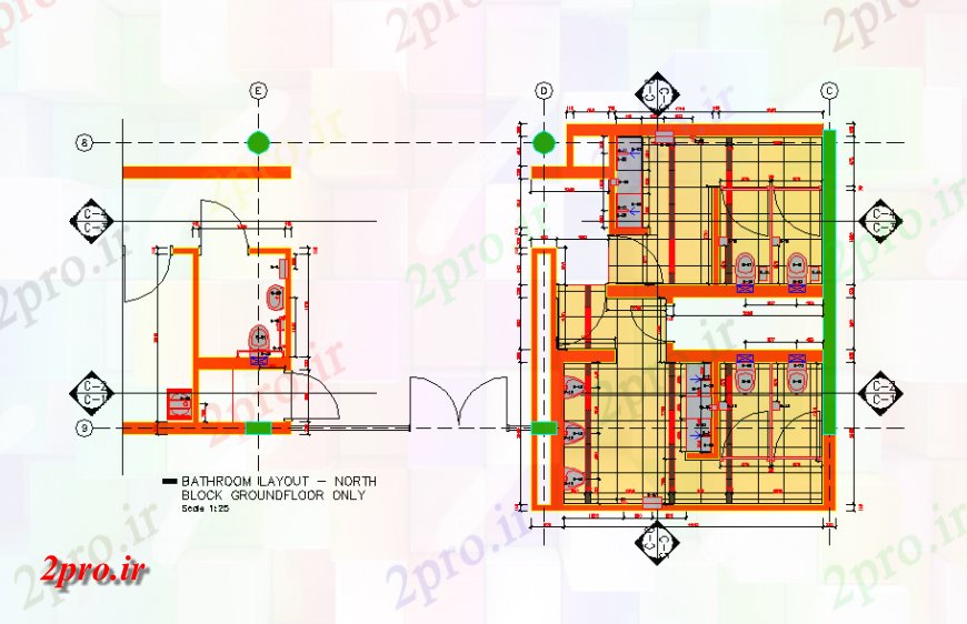 دانلود نقشه حمام مستر حمام طبقه همکف دراز کردن طرح (کد147775)