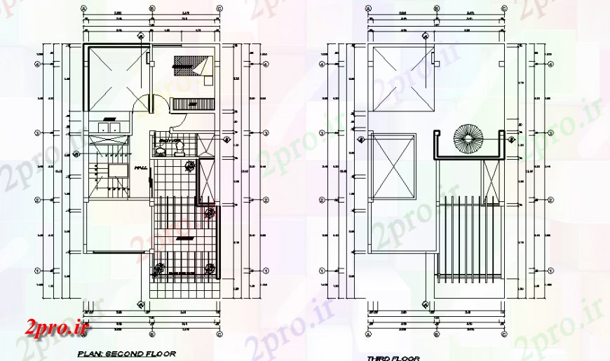 دانلود نقشه مسکونی  ، ویلایی ، آپارتمان  طبقه دوم و طبقه سوم  خانه (کد147804)