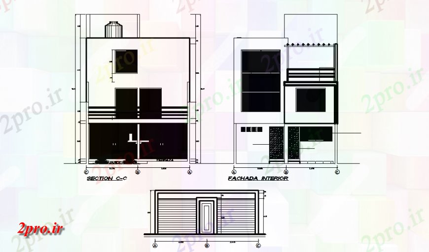 دانلود نقشه مسکونی ، ویلایی ، آپارتمان بخش و خانه نما طرح 7 در 14 متر (کد147805)