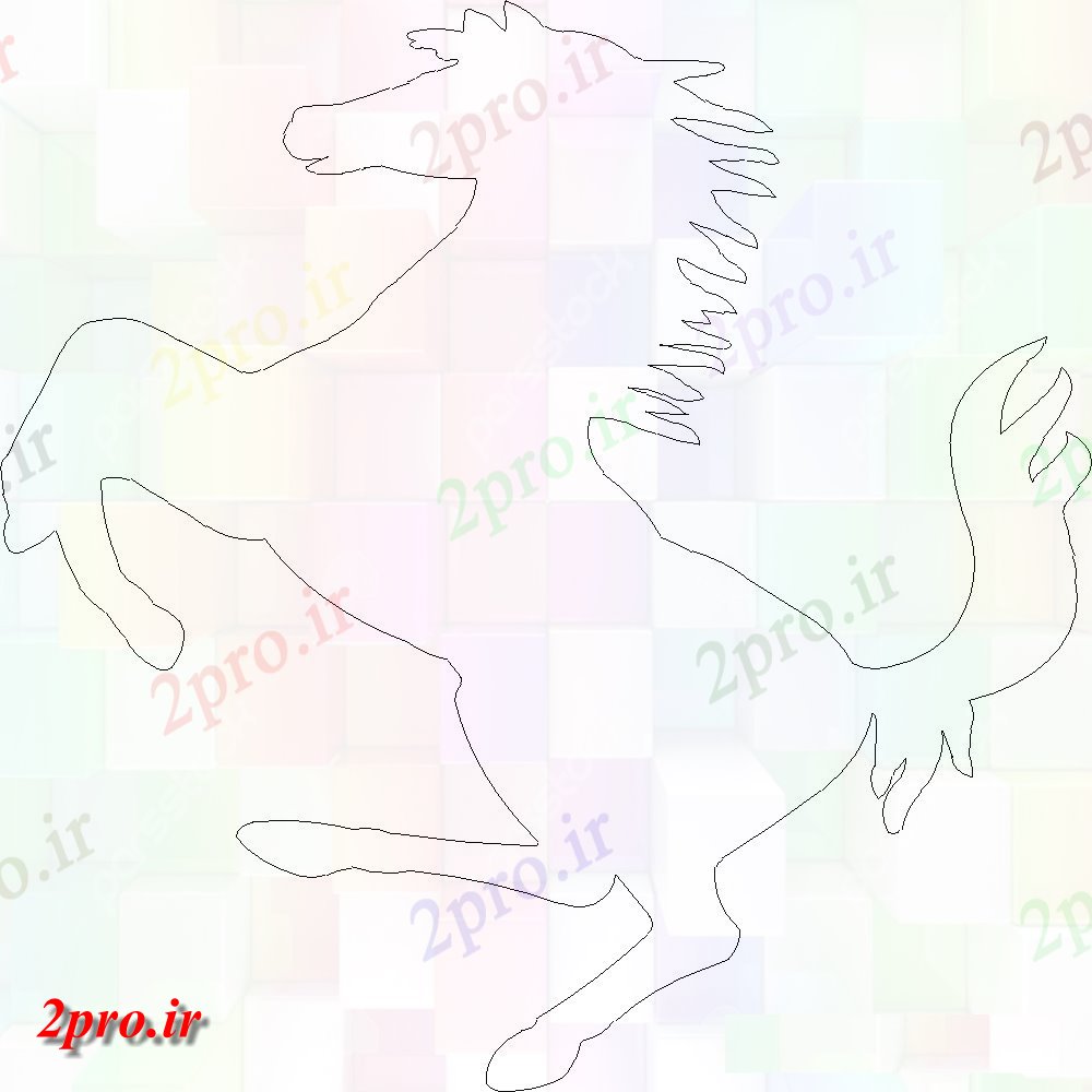 دانلود نقشه بلوک حیوانات اسب سیرک ایستاده روی یک پا با حیوانات بلوک (کد147831)