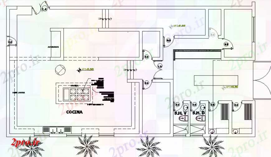 دانلود نقشه هتل - رستوران - اقامتگاه طرحی رستوران چینی 23 در 35 متر (کد147834)