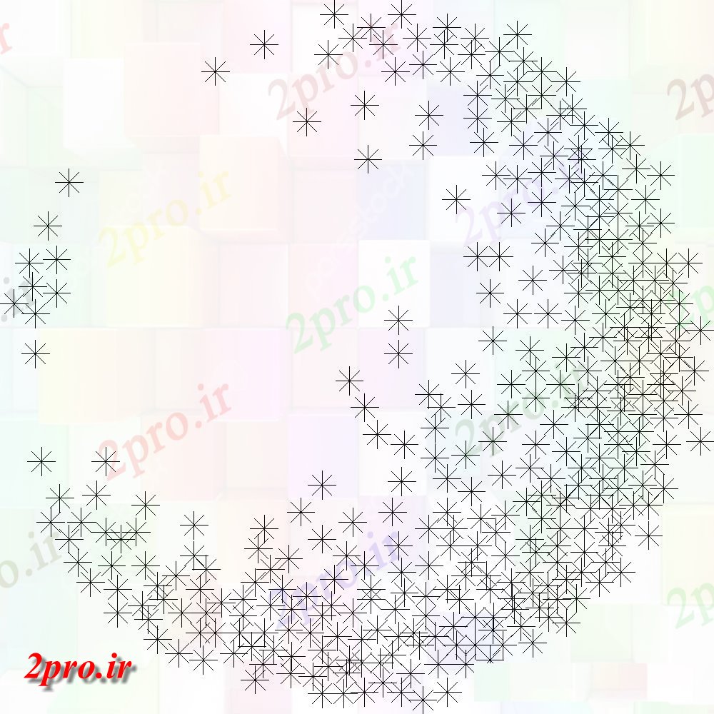 دانلود نقشه درختان و گیاهان طرحی درخت با یک بلوک در ستاره الگوی (کد147860)