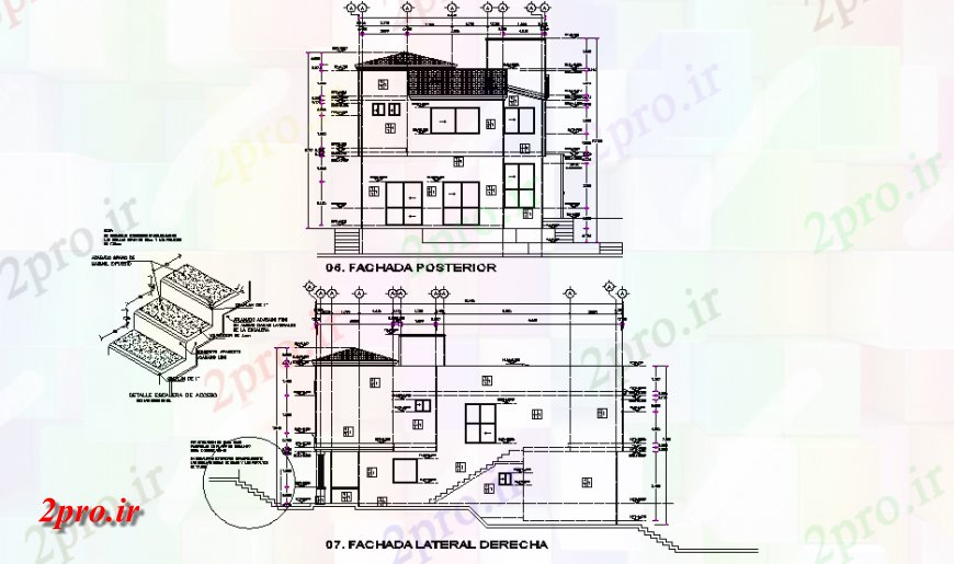 دانلود نقشه مسکونی  ، ویلایی ، آپارتمان  بخش پله و نما  خانه (کد147902)