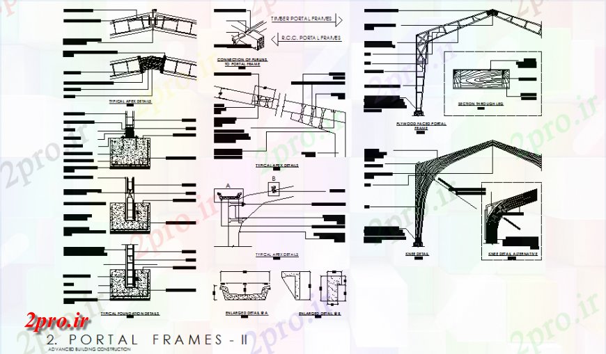 دانلود نقشه طراحی جزئیات تقویت کننده فریم های فلزی و پایه و اساس بخش (کد147913)