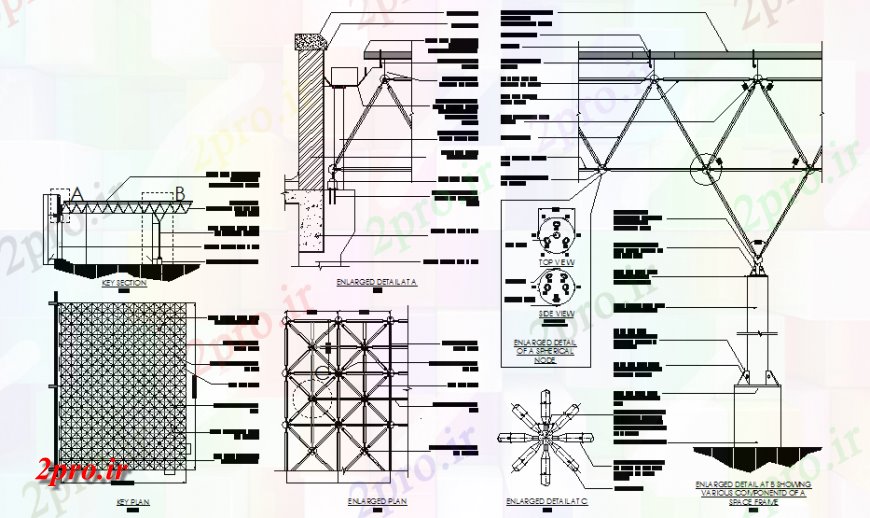 دانلود نقشه طراحی جزئیات تقویت کننده جزئیات اسکلت فلزی طرحی بخش تقویت (کد147915)