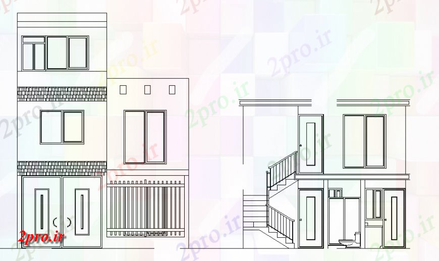 دانلود نقشه مسکونی ، ویلایی ، آپارتمان نما و بخش طرحی خانه یک BHK 6 در 15 متر (کد147936)