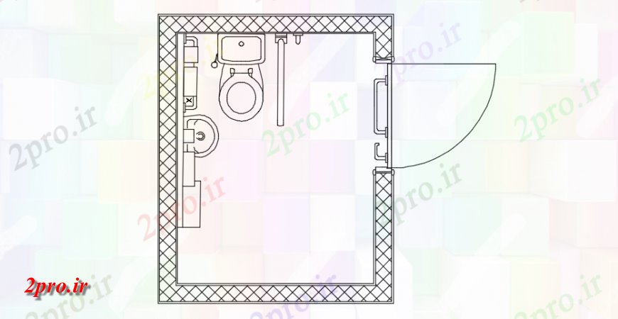 دانلود نقشه بلوک های بهداشتی توالت طراحی نمای بالا (کد147981)