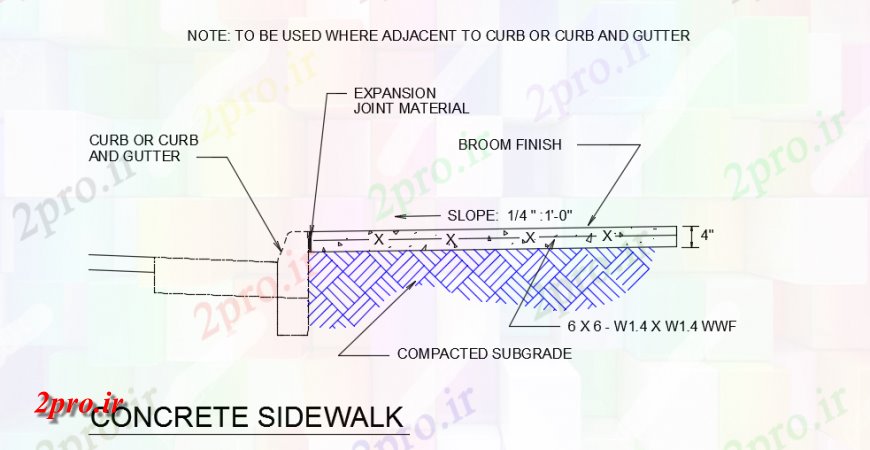 دانلود نقشه جزئیات ساخت پل جزئیات پیاده رو های بتنی طراحی مقطعی (کد147988)