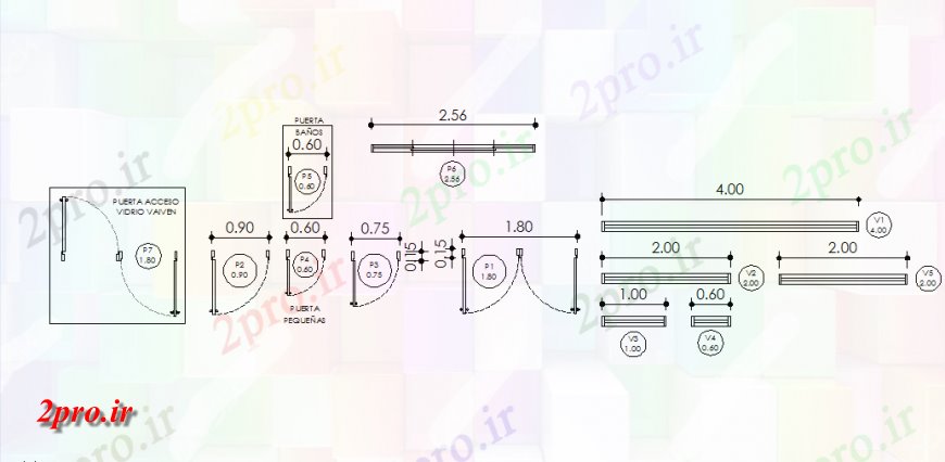 دانلود نقشه جزئیات طراحی در و پنجره  درب و پنجره طرح (کد148012)