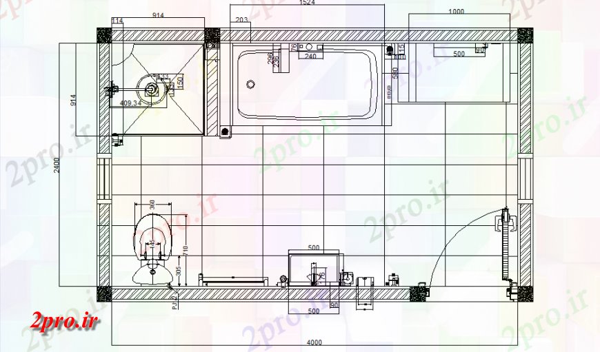 دانلود نقشه حمام مستر حمام طراحی 6 در 10 متر (کد148017)