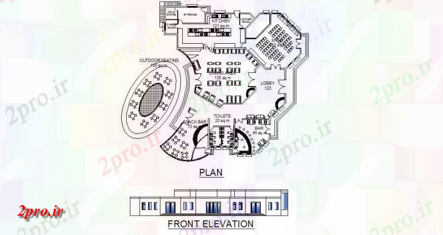 دانلود نقشه ساختمان اداری - تجاری - صنعتی نما توله و طرحی چیدمان 12 در 21 متر (کد148106)