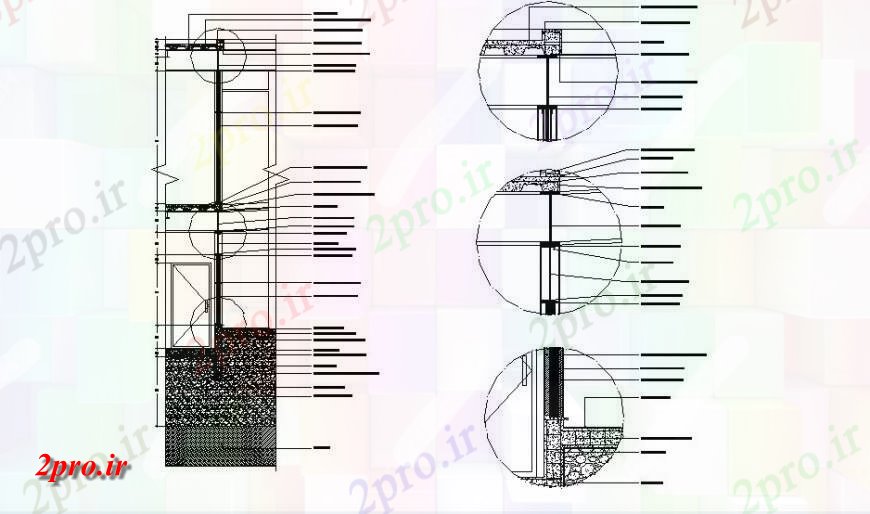 دانلود نقشه طراحی جزئیات تقویت کننده دیوار ساختار برش فلز   (کد148111)