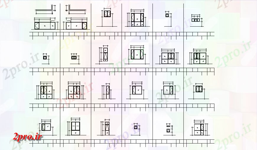 دانلود نقشه جزئیات طراحی در و پنجره  ساختمان و پنجره  طراحی (کد148144)
