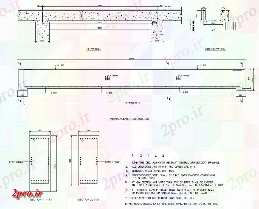 دانلود نقشه جزئیات ستون پرتو ستون نما جزئیات آرماتور و (کد148155)