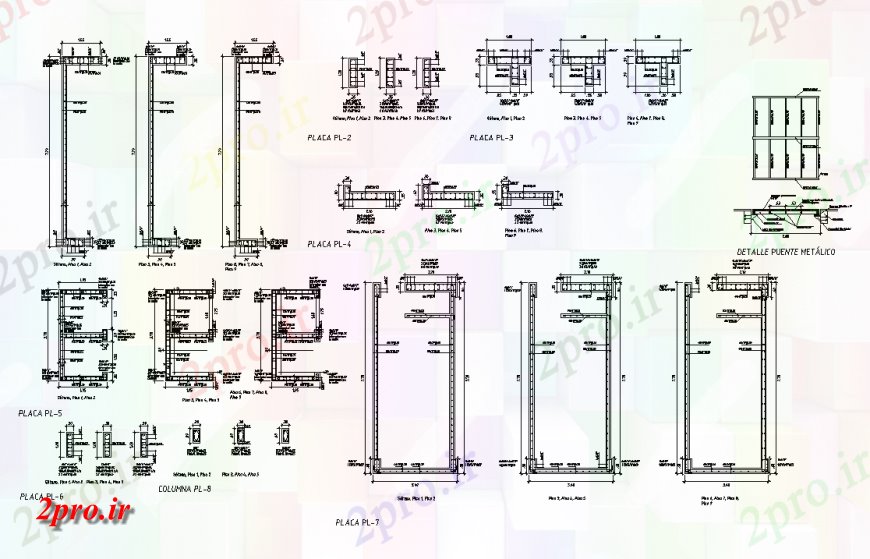 دانلود نقشه جزئیات ستون ستون ساخت و ساز تقویت نما جزئیات  چیدمان (کد148165)