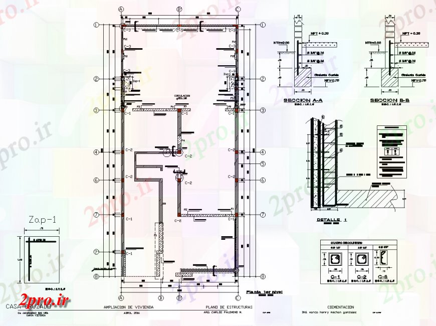 دانلود نقشه جزئیات ستون طرحی بنیاد و ستون جزئیات ساختار طرحی نما 6 در 10 متر (کد148177)