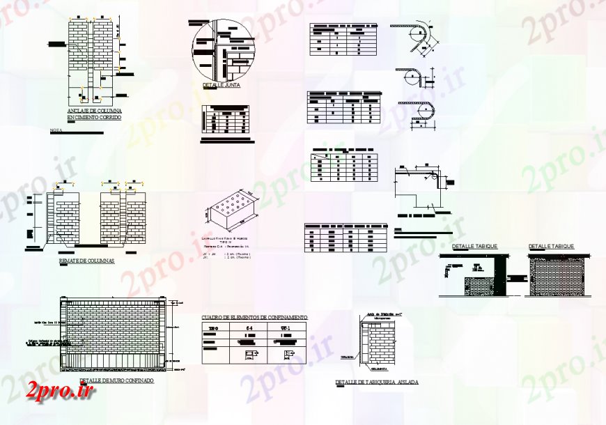 دانلود نقشه جزئیات ستون ستون جزئیات و طرحی ساختاری پرتو و نما  چیدمان (کد148185)