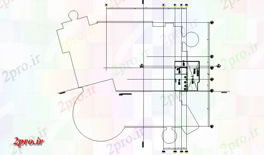 دانلود نقشه ساختمان اداری - تجاری - صنعتی زیرزمین طرحی طبقه (کد148212)